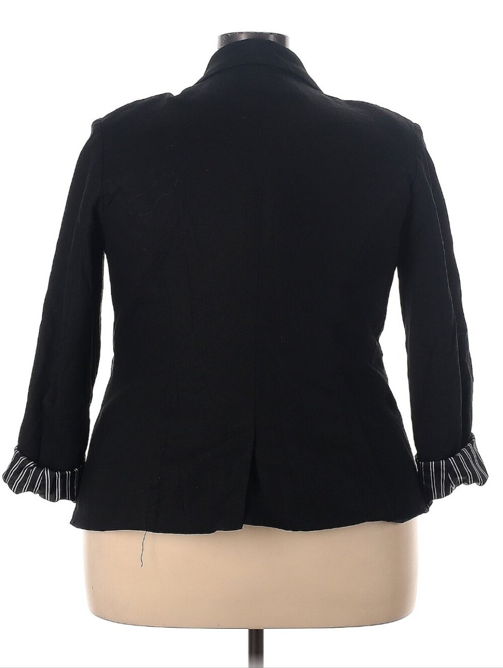 Cato Classic Black Linen Blend Blazer Striped Contrast Lining Plus Size 22W EUC - Picture 2 of 5